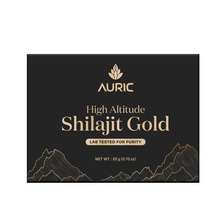 Auric Lab Certified High Altitude Shilajit/Shilajeet Gold Resin 75% Fulvic Acid + Humic Acid - 20g
