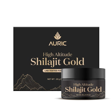 Auric Lab Certified High Altitude Shilajit/Shilajeet Gold Resin 75% Fulvic Acid + Humic Acid - 20g