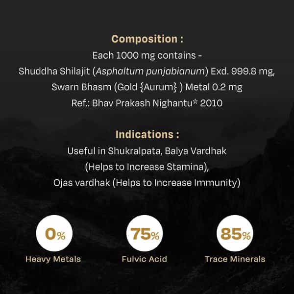 Auric Lab Certified High Altitude Shilajit/Shilajeet Gold Resin 75% Fulvic Acid + Humic Acid - 20G