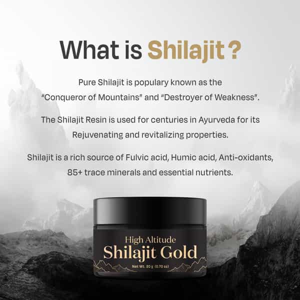 Auric Lab Certified High Altitude Shilajit/Shilajeet Gold Resin 75% Fulvic Acid + Humic Acid - 20G