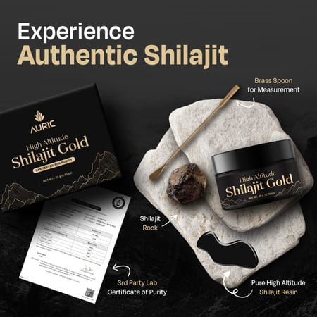 Auric Lab Certified High Altitude Shilajit/Shilajeet Gold Resin 75% Fulvic Acid + Humic Acid - 20g