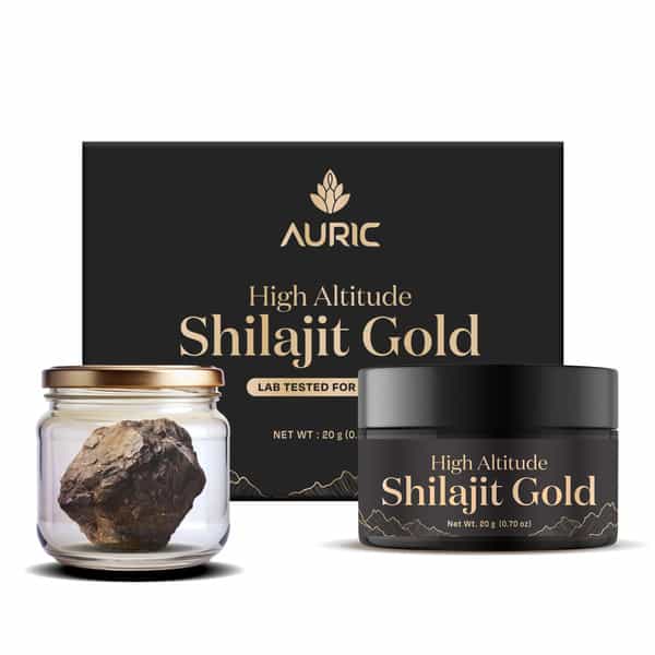 Auric Lab Certified High Altitude Shilajit/Shilajeet Gold Resin 75% Fulvic Acid + Humic Acid - 20G