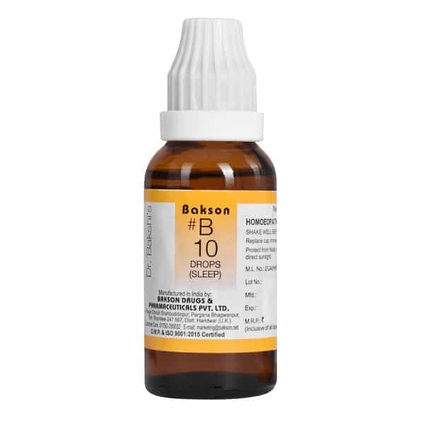 Dr Bakshi's Bakson Homoeopathy B10 Sleep Drop 30 Ml