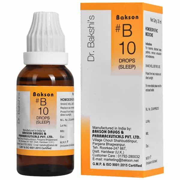 Dr Bakshi's Bakson Homoeopathy B10 Sleep Drop 30 Ml