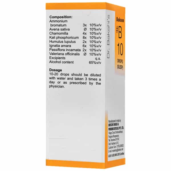 Dr Bakshi's Bakson Homoeopathy B10 Sleep Drop 30 Ml