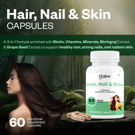 Oribite Hair Skin Nail Support Capsules With Biotin 60 Capsules