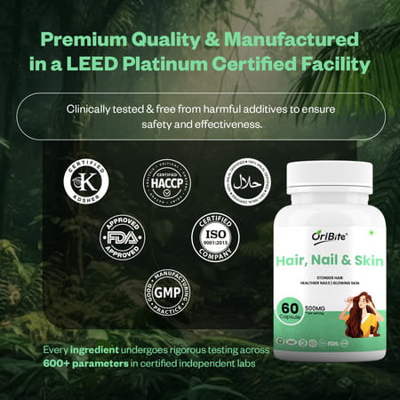 Oribite Hair Skin Nail Support Capsules With Biotin 60 Capsules