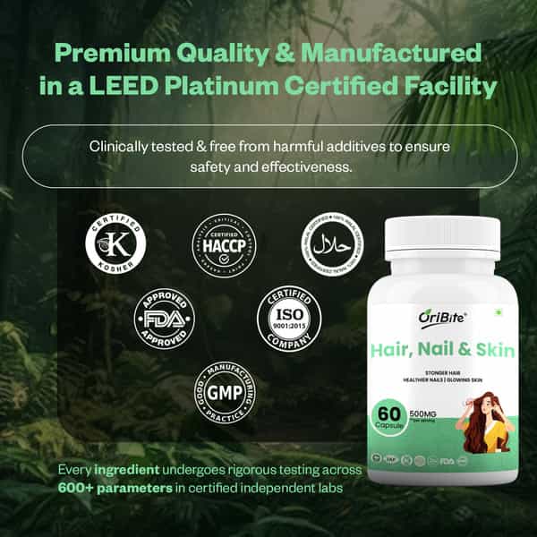 Oribite Hair Skin Nail Support Capsules With Biotin 60 Capsules