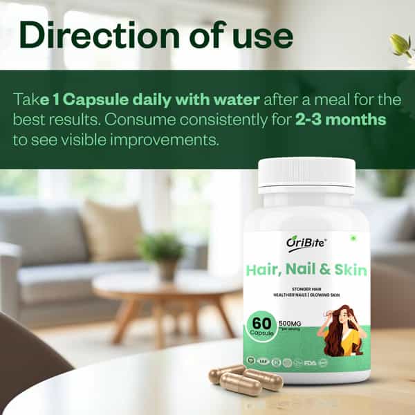 Oribite Hair Skin Nail Support Capsules With Biotin 60 Capsules