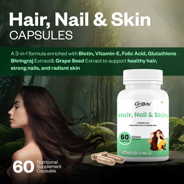 Oribite Hair Skin Nail Support Capsules With Biotin 60 Capsules