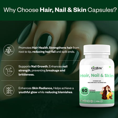 Oribite Hair Skin Nail Support Capsules With Biotin 60 Capsules