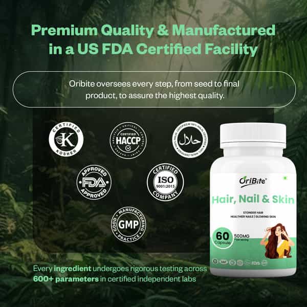 Oribite Hair Skin Nail Support Capsules With Biotin 60 Capsules