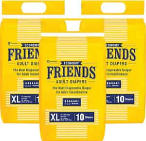 Friends Economy Adult Diapers Tape Style - 30 Count (x Large)\waist Size 30-56.21 Inch|combo Of 3