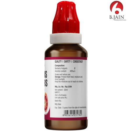 Bjain Berberis Vulgaris Drops 30Ml | Supports Urinary Flow | Burning Urination & Kidney Function