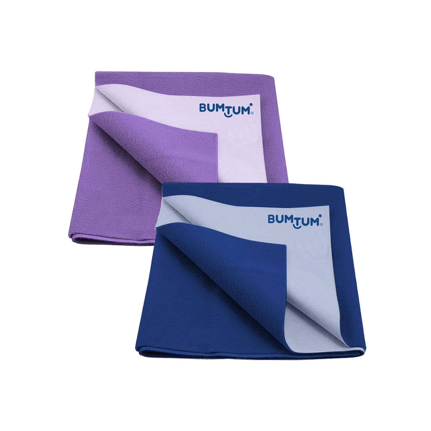 Bumtum Dry Sheet Leakproof Baby Bed Protector (Lilac + Royal Blue Small Size 50*70cm|Pack Of 2)