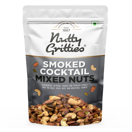 Nutty Gritties Smoked Cocktail Nut Mix| Almonds| Cashew Nuts| Pistachio Kernels - 200g
