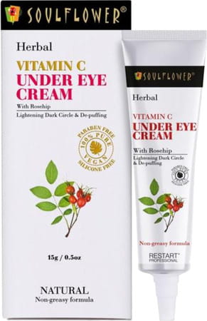 Soulflower Herbal Vitamin C Under Eye Cream With Rosehip- Lightening Dark Circle & De-puffing 15g