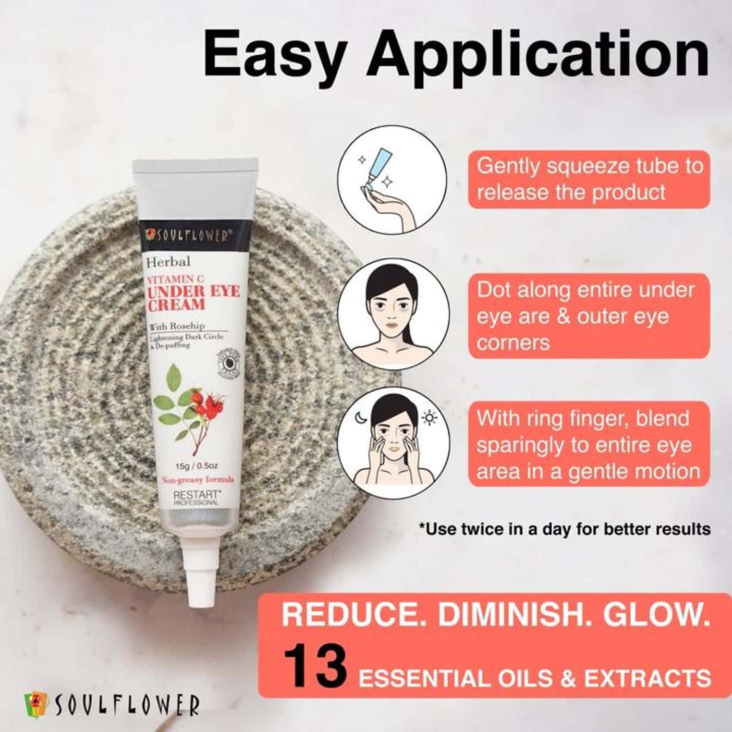 Buy SOULFLOWER HERBAL VITAMIN C UNDER EYE CREAM WITH ROSEHIP