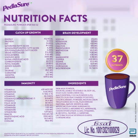 Pediasure Vital Nutrients To Help Kids Growth For 2-6 Years Old Chocolate Box Of 200 Gm