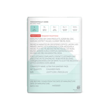 Nua Ultra-Safe Sanitary Pads | Light Flow| 12 Pads