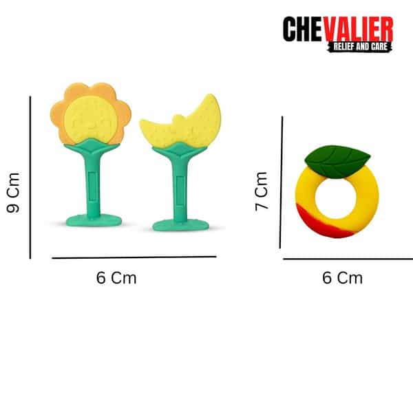 Chevalier Soft Silicone Rubber Baby Teether | Soothes Sore Gums Chew Infant Toy Combo 3 Symyoy