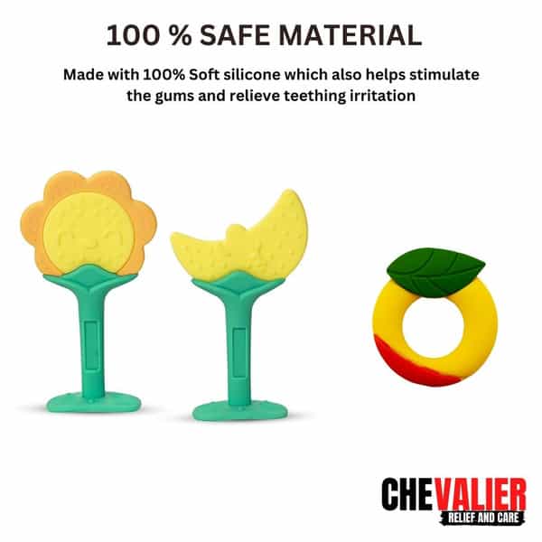 Chevalier Soft Silicone Rubber Baby Teether | Soothes Sore Gums Chew Infant Toy Combo 3 Symyoy