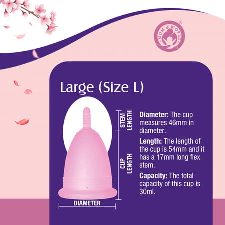 Mom & World Reusable Menstrual Cup For Women 100% Medical Grade Silicone- (Large)
