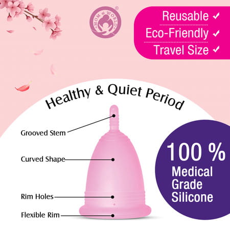 Mom & World Reusable Menstrual Cup For Women 100% Medical Grade Silicone- (Large)