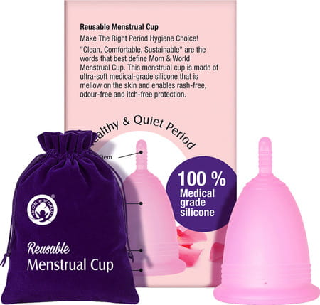 Mom & World Reusable Menstrual Cup For Women 100% Medical Grade Silicone- (Large)