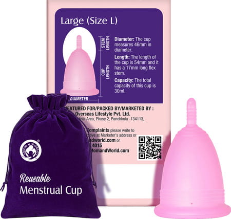Mom & World Reusable Menstrual Cup For Women 100% Medical Grade Silicone- (Large)