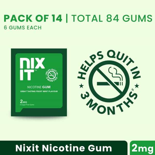 Nixit Nicotine Frost Mint Gums 2Mg Sugar-Free Bigger Size (Pack Of 14) - Helps Quit Smoking