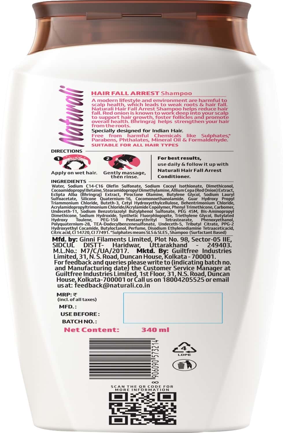 Buy NATURALI HAIRFALL ARREST SHAMPOO 340 ML Online & Get Upto 60 OFF