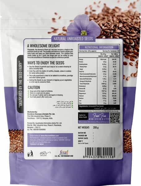 Nourishvitals Healthy Munching Combo Flax Seeds Raw Seeds + Chia Raw Unroasted Seeds (200Gm Each)