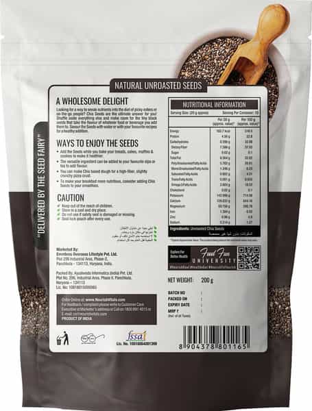 Nourishvitals Healthy Munching Combo Flax Seeds Raw Seeds + Chia Raw Unroasted Seeds (200Gm Each)