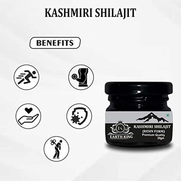 Earth King Kashmiri Shilajit/Shilajeet Resin | Raw Shudh Original (Semi Liquid) - 20Gm (Pack Of 1)