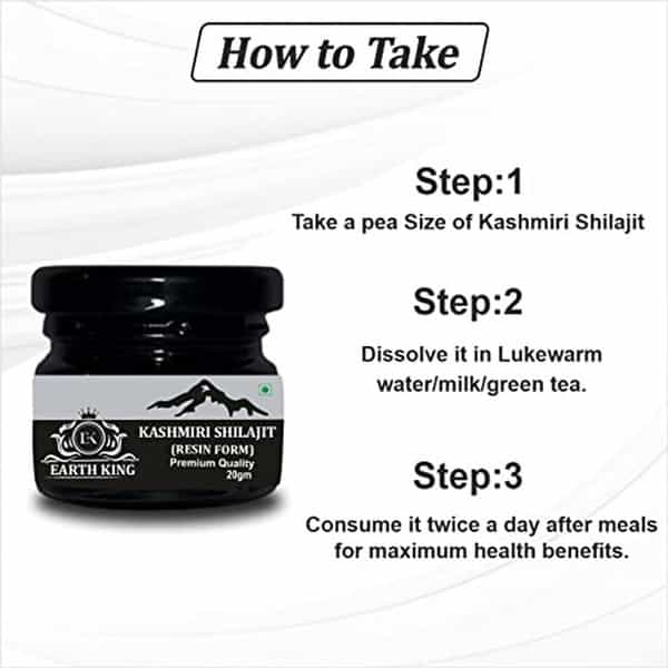 Earth King Kashmiri Shilajit/Shilajeet Resin | Raw Shudh Original (Semi Liquid) - 20Gm (Pack Of 1)