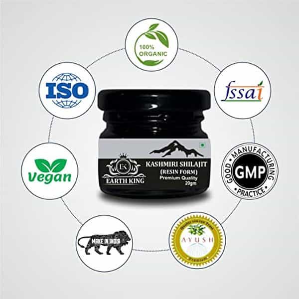 Earth King Kashmiri Shilajit/Shilajeet Resin | Raw Shudh Original (Semi Liquid) - 20Gm (Pack Of 1)