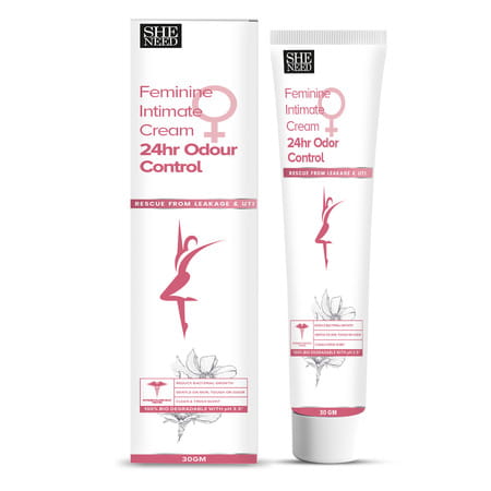 Sheneed Feminine Intimate 24hr Odour Control Cream 30gm|Rescue From Leakage & Uti|Gynac Approved