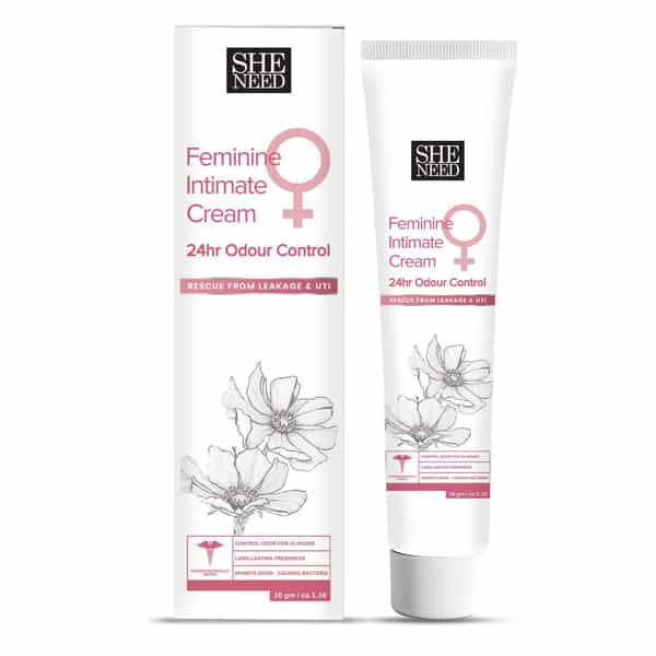 Sheneed Feminine Intimate 24Hr Odour Control Cream 30Gm|Rescue From Leakage & Uti|Gynac Approved