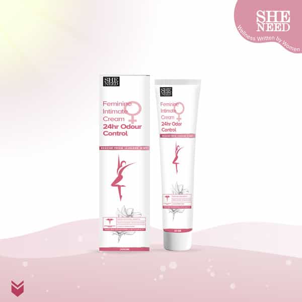 Sheneed Feminine Intimate 24Hr Odour Control Cream 30Gm|Rescue From Leakage & Uti|Gynac Approved
