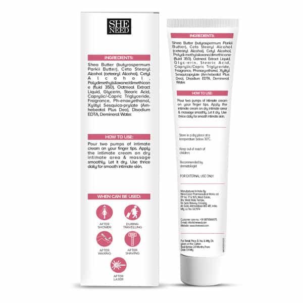 Sheneed Feminine Intimate 24Hr Odour Control Cream 30Gm|Rescue From Leakage & Uti|Gynac Approved
