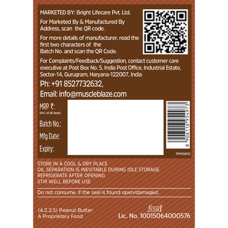 Muscleblaze Fit Chocolate Peanut Butter | Crunchy | 19 G Protein | Energy Booster | 1 Kg