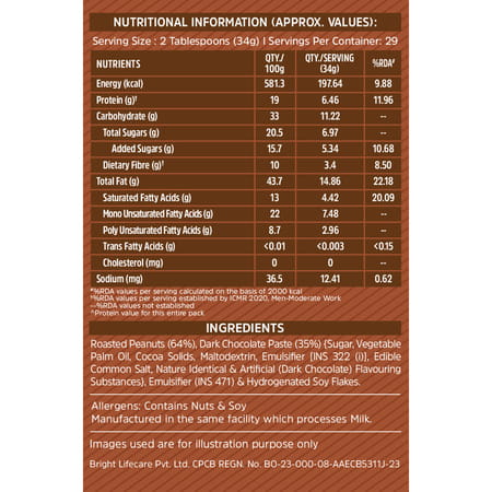 Muscleblaze Fit Chocolate Peanut Butter | Crunchy | 19 G Protein | Energy Booster | 1 Kg