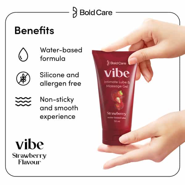 Bold Care Vibe Strawberry - Personal Lubricant For Men & Women - Premium Strawberry Flavour - 50 Ml