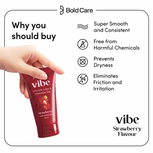 Bold Care Vibe Strawberry - Personal Lubricant For Men & Women - Premium Strawberry Flavour - 50 Ml