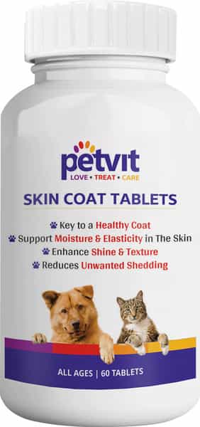 Petvit Skin & Coat Tablets For Dog Shiny Coat | For All Age Group | Palatable Chewable- 60 Tablets