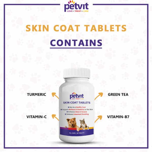 Petvit Skin & Coat Tablets For Dog Shiny Coat | For All Age Group | Palatable Chewable- 60 Tablets