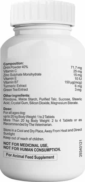 Petvit Skin & Coat Tablets For Dog Shiny Coat | For All Age Group | Palatable Chewable- 60 Tablets