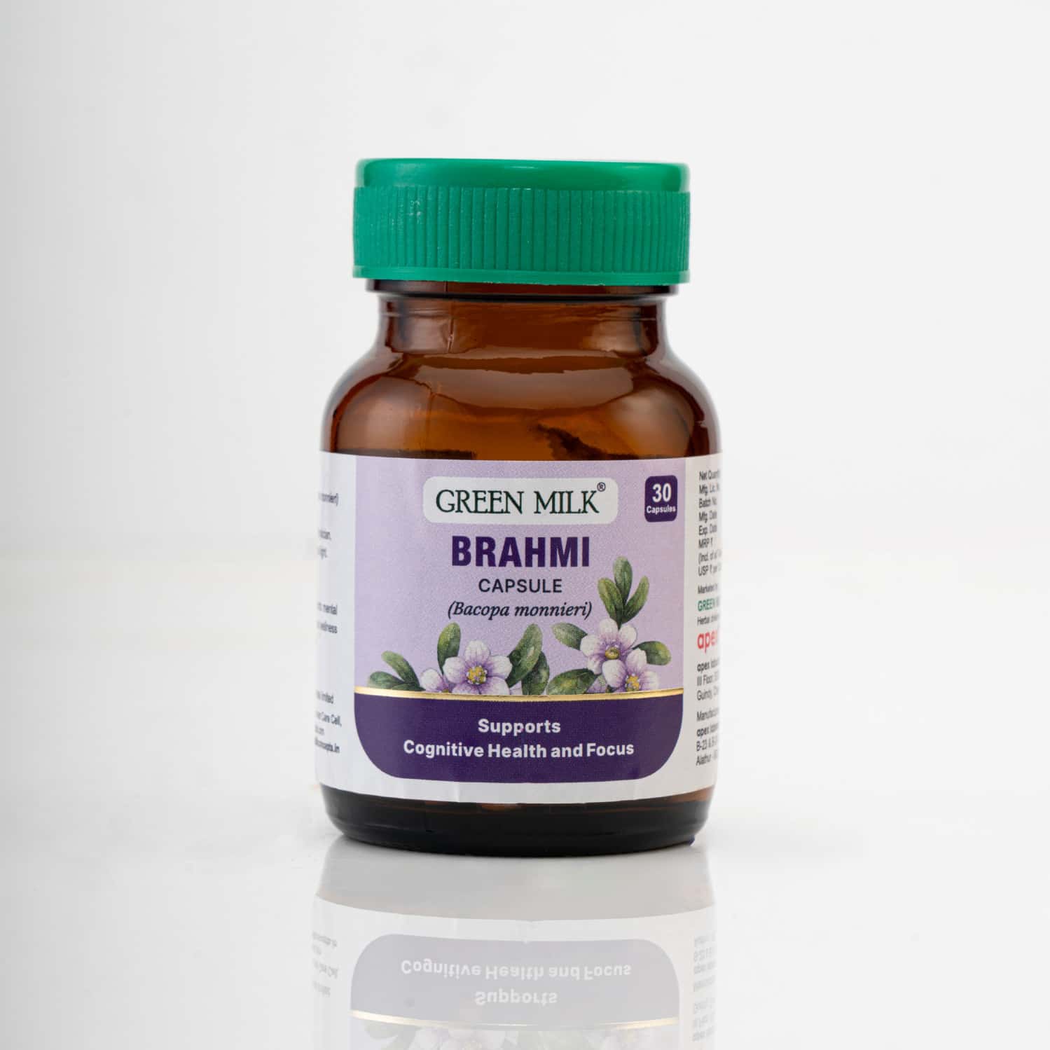 Green Milk Concepts Green Milk Brahmi Capsules | Memory | Focus & Mental Wellness | 30 Capsules