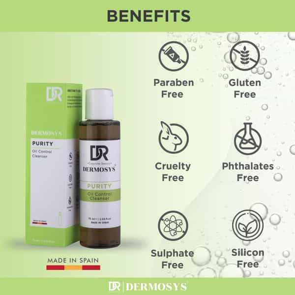Dermosys Purity Oil Control Cleanser | Hamamelis | Thyme & Camphor | Oily & Acne Prone Skin - 75Ml